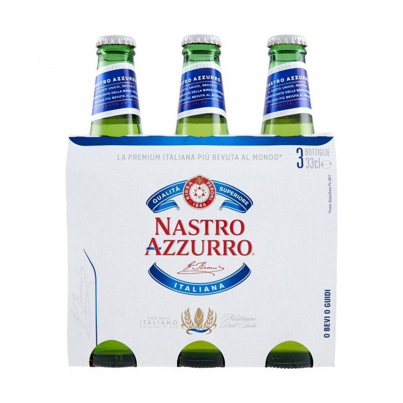 NASTRO AZZURRO BOTTIGLIA ML.330X3