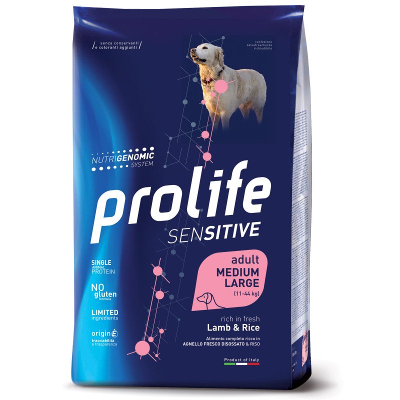 PROLIFE DOG SENSITIVE ADULT LAMB&RICE MEDIUM LARGE KG.10