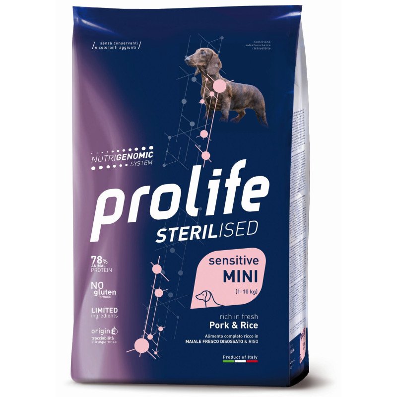 PROLIFE DOG STERILISED SENSITIVE PORK & RICE MINI KG.2