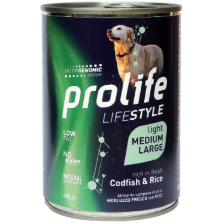 PROLIFE  DOG LIFE STYLE LIGHT CODFISH & RICE MEDIUM LARGE GR.400