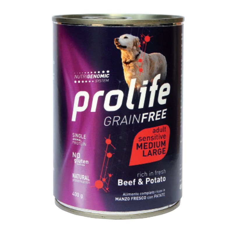 PROLIFE DOG GRAIN FREE BEEF & POTATO MEDIUM LARGE GR.400
