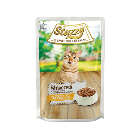 STUZZY CAT SFILACCETTI POLLO & PROSCIUTTO GR.85