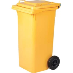 BIDONE QUADRO NETTEZZA URBANA CON RUOTE GIALLO LT.120 CM.57X47,5X95H
