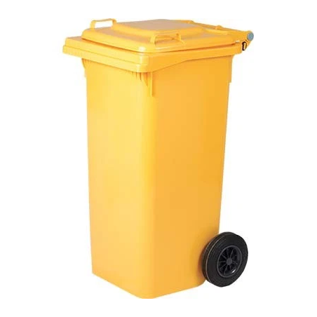 BIDONE QUADRO NETTEZZA URBANA CON RUOTE GIALLO LT.120 CM.57X47,5X95H