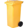 BIDONE QUADRO NETTEZZA URBANA CON RUOTE GIALLO LT.120 CM.57X47,5X95H