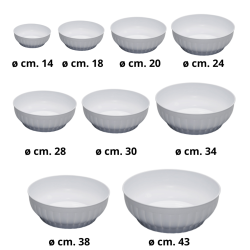 INSALATIERA COSTOLATA IN PLASTICA BIANCA VARIE MISURE