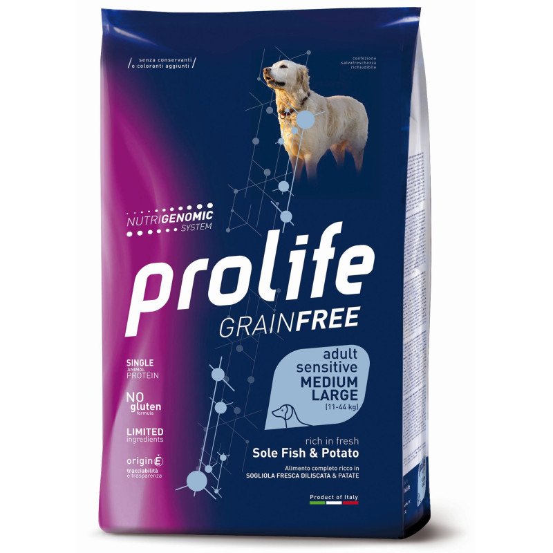 PROLIFE DOG GRAIN FREE SENSITIVE SOLE FISH & POTATO MEDIUM LARGE KG.10