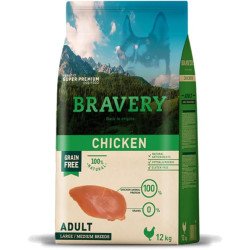 BRAVERY DOG MEDIUM LARGE ADULT CHICKEN KG.12