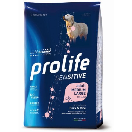PROLIFE DOG SENSITIVE PORK & RICE MEDIUM LARGE KG.2,5