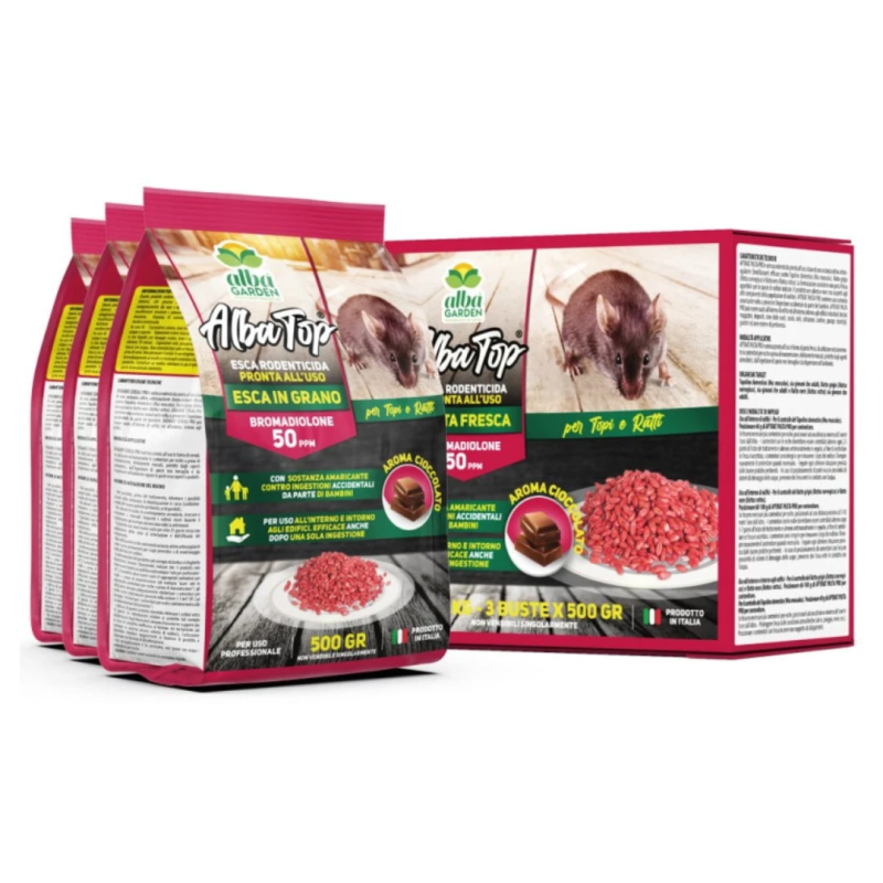 ALBAGARDEN ALBATOP TOPICIDA VELENO PER TOPI GRANO ROSSO KG.1,5